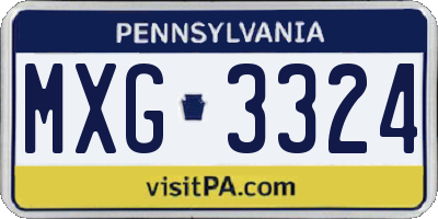 PA license plate MXG3324