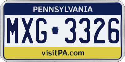 PA license plate MXG3326