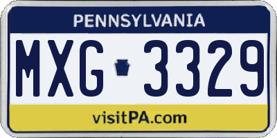 PA license plate MXG3329