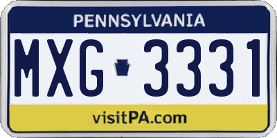 PA license plate MXG3331