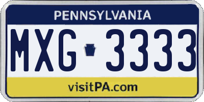 PA license plate MXG3333