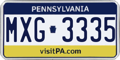 PA license plate MXG3335