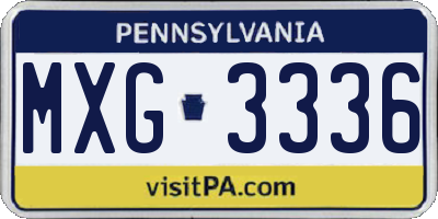 PA license plate MXG3336