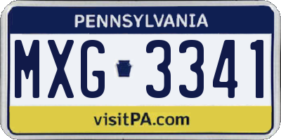 PA license plate MXG3341