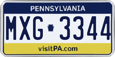 PA license plate MXG3344