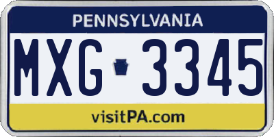PA license plate MXG3345
