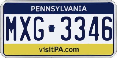PA license plate MXG3346