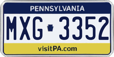 PA license plate MXG3352