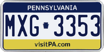 PA license plate MXG3353
