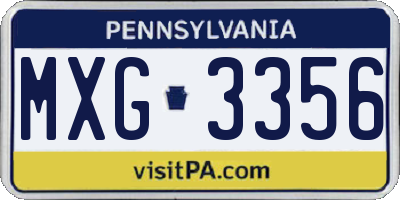 PA license plate MXG3356