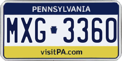 PA license plate MXG3360