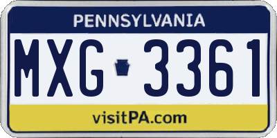 PA license plate MXG3361