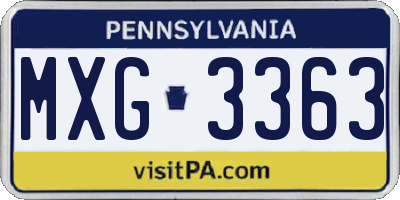 PA license plate MXG3363