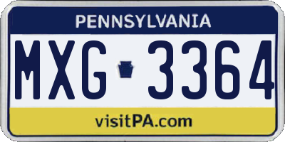 PA license plate MXG3364