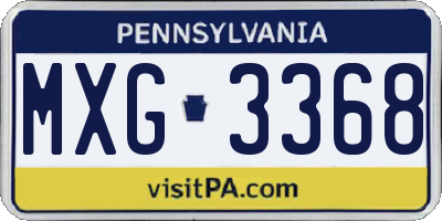 PA license plate MXG3368