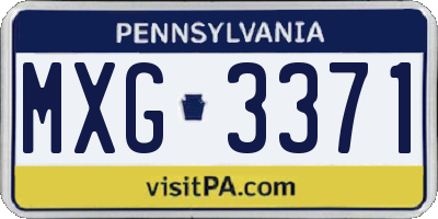 PA license plate MXG3371