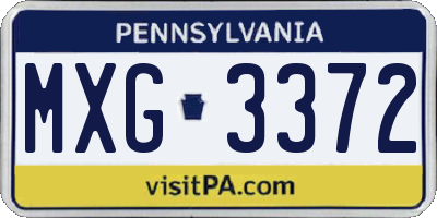 PA license plate MXG3372