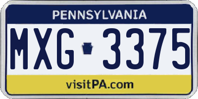 PA license plate MXG3375