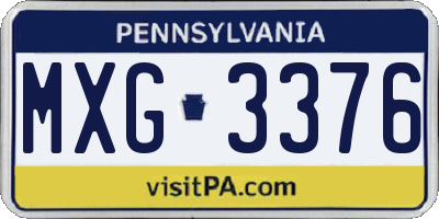 PA license plate MXG3376