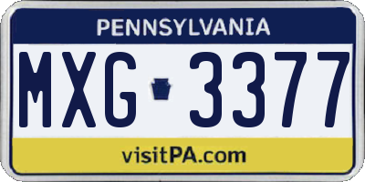PA license plate MXG3377