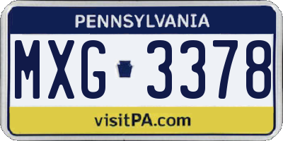PA license plate MXG3378