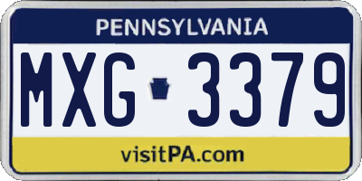 PA license plate MXG3379
