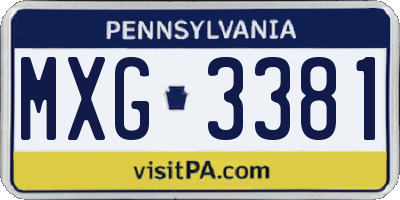 PA license plate MXG3381