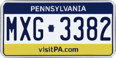 PA license plate MXG3382