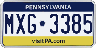 PA license plate MXG3385