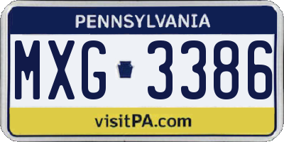 PA license plate MXG3386