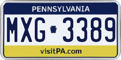 PA license plate MXG3389