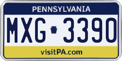PA license plate MXG3390