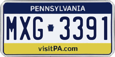 PA license plate MXG3391
