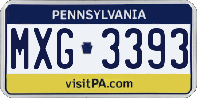 PA license plate MXG3393