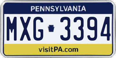 PA license plate MXG3394