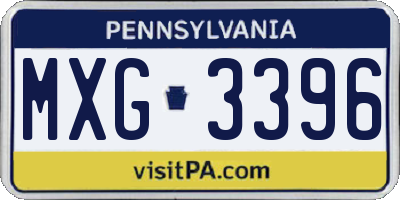 PA license plate MXG3396