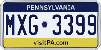 PA license plate MXG3399