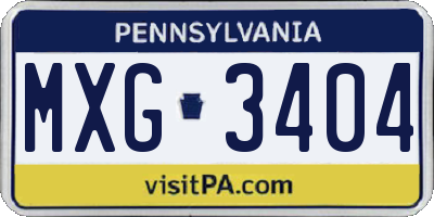 PA license plate MXG3404
