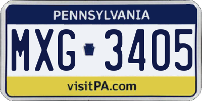 PA license plate MXG3405