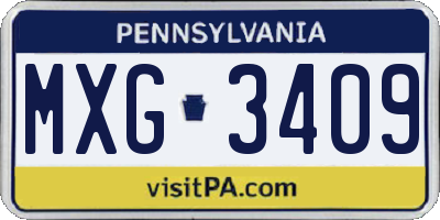 PA license plate MXG3409