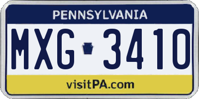 PA license plate MXG3410