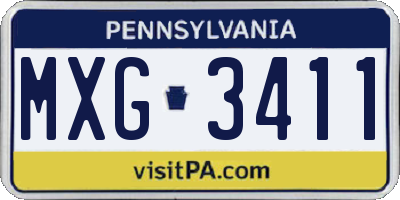 PA license plate MXG3411