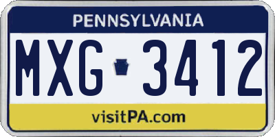 PA license plate MXG3412