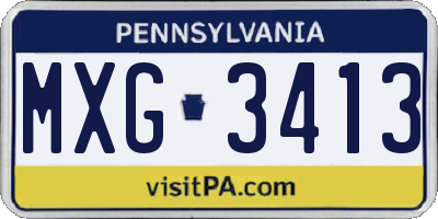 PA license plate MXG3413