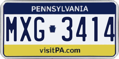 PA license plate MXG3414