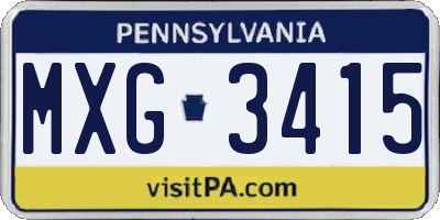 PA license plate MXG3415