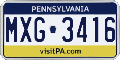 PA license plate MXG3416