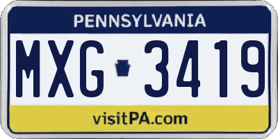 PA license plate MXG3419
