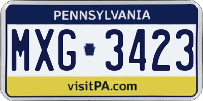 PA license plate MXG3423