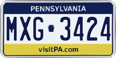 PA license plate MXG3424